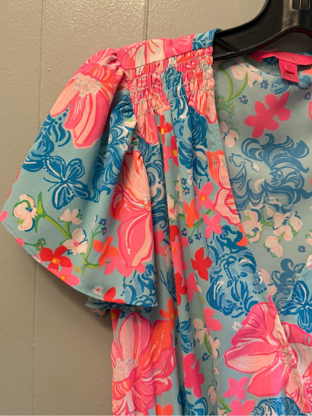 Lilly Pulitzer Pink & Aqua Floral Mini Dress - Picture 2 of 3